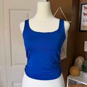 Amazon Cobalt Blue Form Fitted Semi-Cropped Tank Top | Size S
